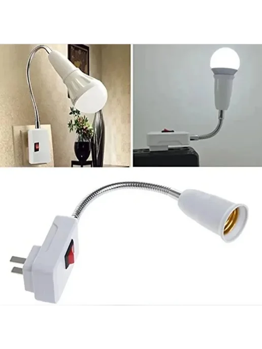 Адаптер для лампы с выключателем, 20 cm, US plug, белый, фото 6