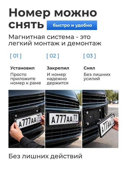 Магнитные рамки на номера автомобиля быстросъемные, вариант, фото 3