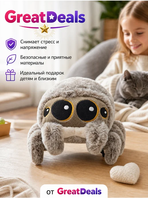 Мягкая игрушка-паук с большими глазами, антистресс, вариант