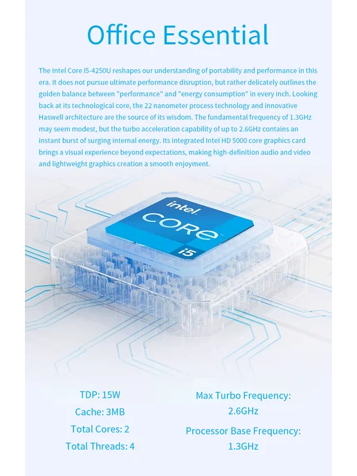 ZSUS Мини ПК i7 4650U 8GB+256GB, 8 ГБ, 256 ГБ, фото 2