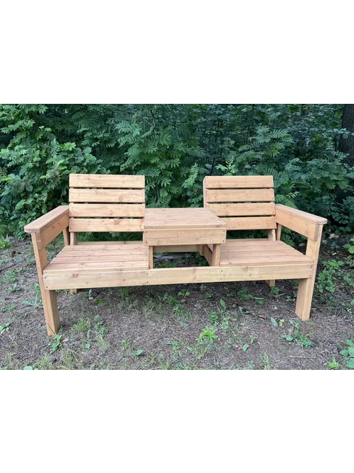 PinPon Скамейка с столиком с покрытием Орех, коричневый, фото 4