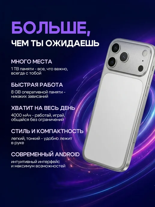 Смартфон YFQTXLW 17 Pro Max 8/1024 ГБ, белый, фото 3
