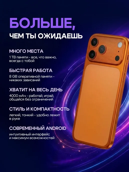 Смартфон YFQTXLW 17 Pro Max 8/1024 ГБ, оранжевый, фото 4