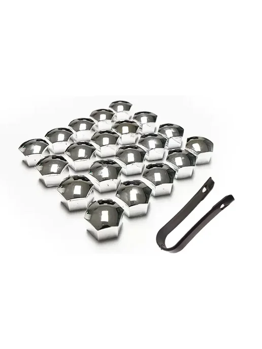 Нет бренда Колпачки для гаек колес 21 мм, 20 шт, Bright Silver, 20 шт