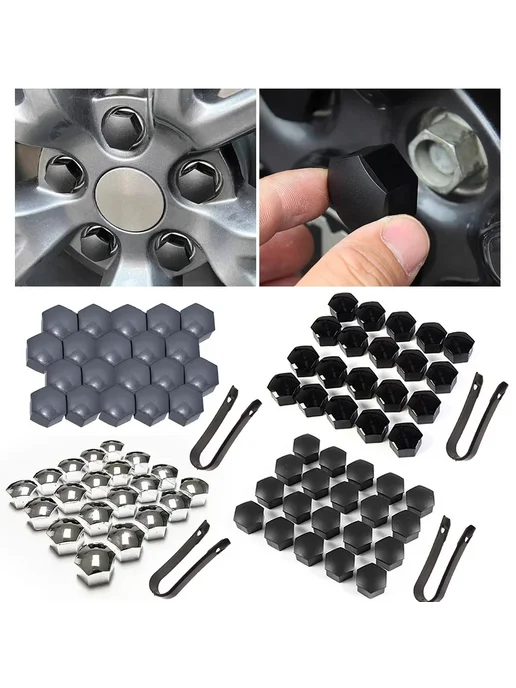 Нет бренда Колпачки для гаек колес 21 мм, 20 шт, Bright Silver, 20 шт, фото 3