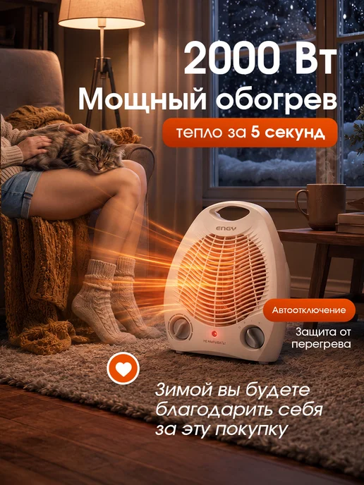 ENGY Тепловентилятор для дома напольный, белый, фото 3