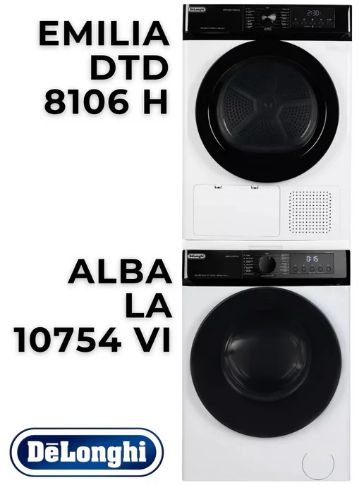 DeLonghi Стиральная и Сушильная ALBA LA 10754 VI + DTD 8106 H EMILIA, черный, фото 2