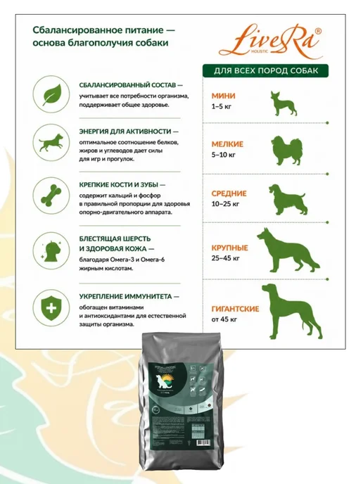 Сухой корм Livera Hypoallergenic Собакам для собак, мелкие, щенки, индейка, 15 кг, фото 3