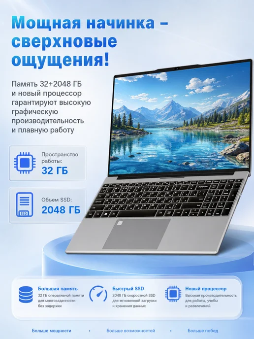 Игровой ноутбук Intel 32ГБ+2ТБ SSD, батарея 8000мАч, 32 ГБ, 2 ТБ, фото 5