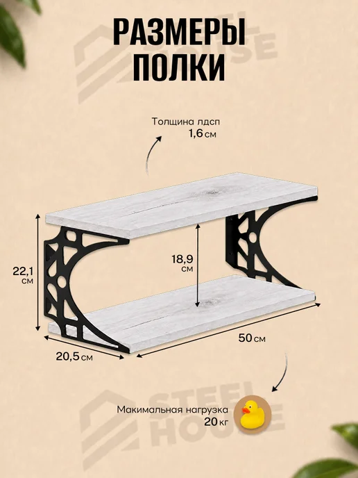 Steel House Полка настенная Пузыри двойная (канада, черный), черный, фото 2