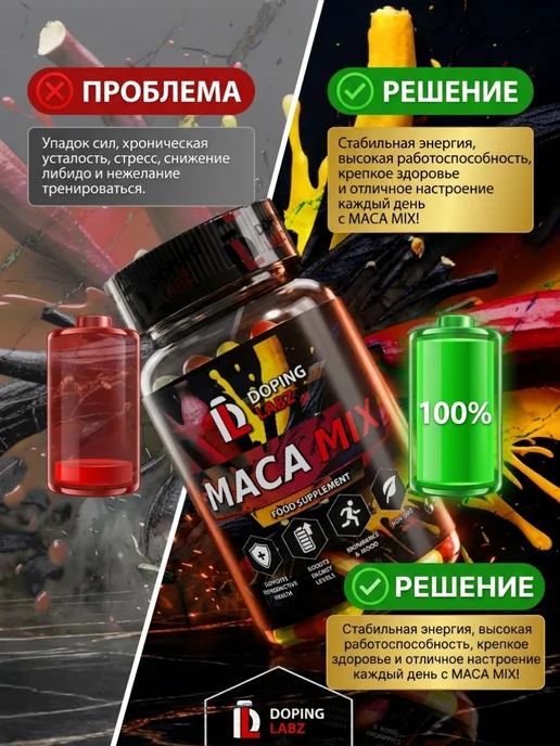 Doping Labz Мака Перуанская с черным перцем MACAMIX 90 капсул, черный, фото 4
