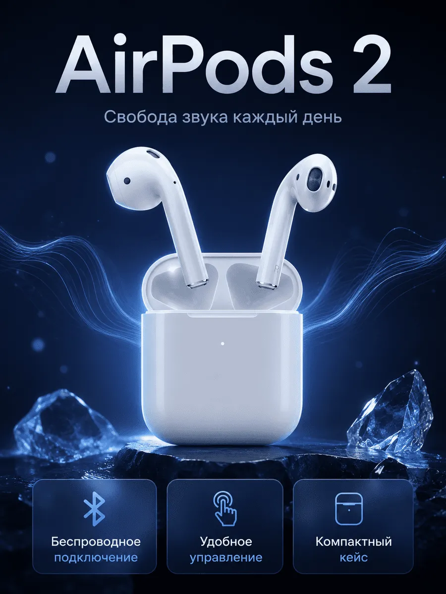 Беспроводные наушники с зарядным кейсом airpods 2 Apple 1326775985 купить за 15 705 ₽ в интернет‑магазине Wildberries