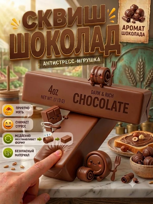 АНТИСТРЕСС butter баттер масло шоколадный сквиш, коричневый