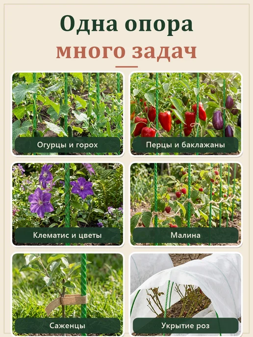 Колышки садовые для подвязки опора для растений 8 мм 200 см, вариант, фото 5