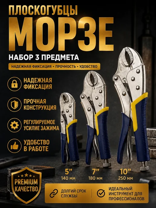Маркето2 Плоскогубцы Морзе с фиксатором набор 3 шт, 3 шт