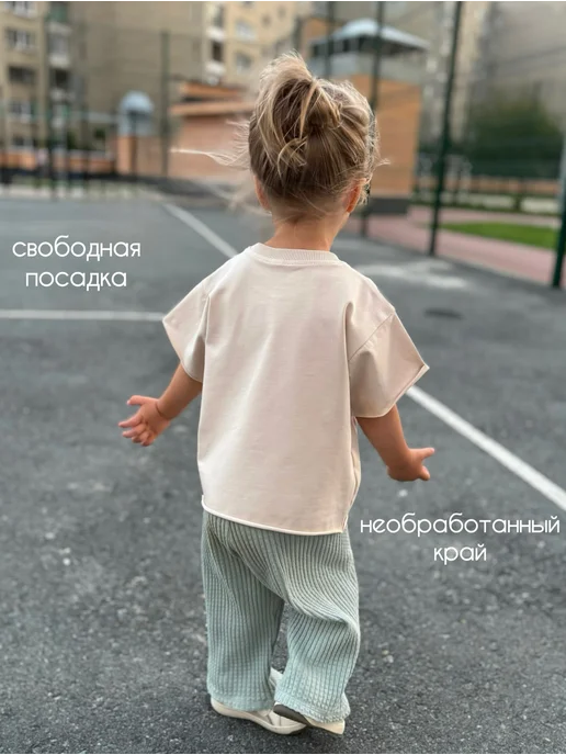 Mari baby Футболка детская с надписью, бежевый, фото 3