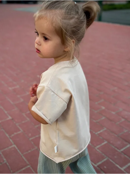 Mari baby Футболка детская с надписью, бежевый, фото 6