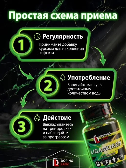 Doping Labz Анаболический комплекс Ligamoren 60 капсул, для массы и силы, вариант, фото 3