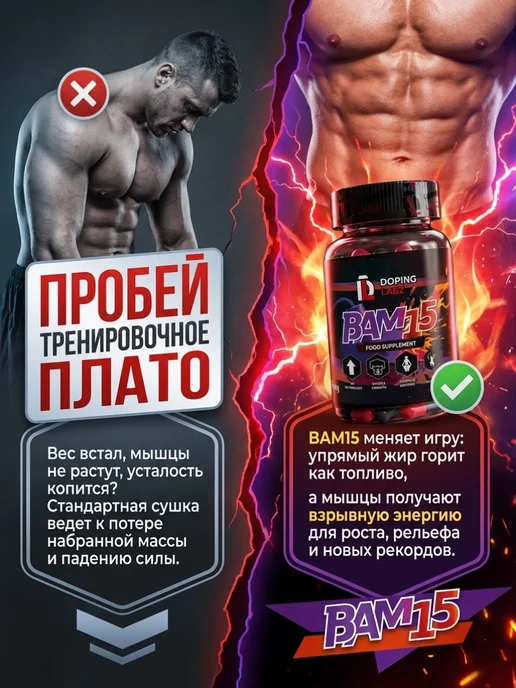 Doping Labz BAM-15 Инновационный жиросжигатель без диет, 60 капсул, 200 мл, фото 5