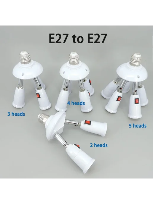 QvvCev Разветвитель розеток E27, 1 head, 14 см, белый, фото 3