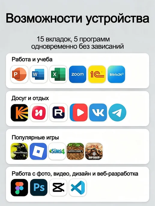 HUAQI Ноутбук для работы, учебы и офиса Intel N250 (Twin Lake), серый, фото 3