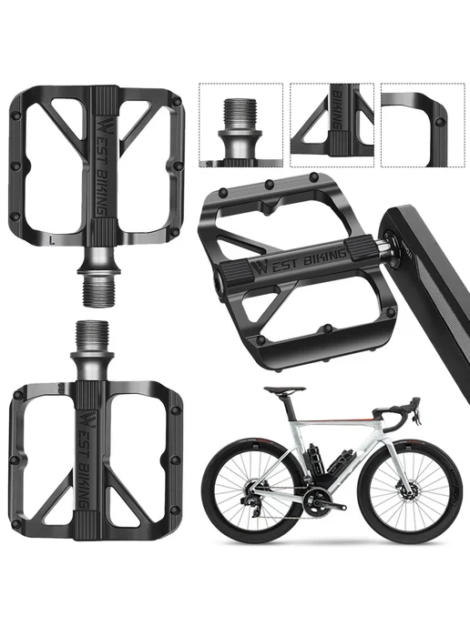 Педали MTB, 2 шт, алюминиевые, легкие с антискользящим покры…, 2 шт, фото 4