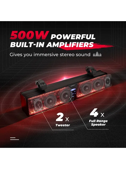 KEMITOUR KEMIMOTO UTV RGB Sound Bar 600W Bluetooth динамик 16 26 33 д, 600 Вт, фото 3
