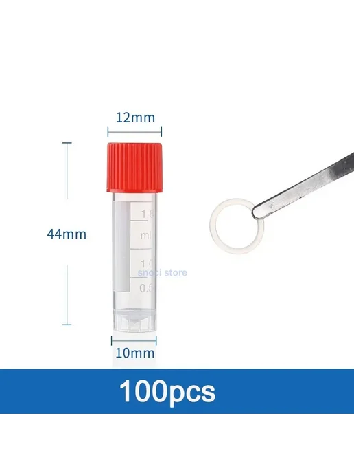 Нет бренда Пластиковые центрифужные трубки 1,8 мл, 100 шт. Red-100Pcs, 1,8 мл, 100 шт