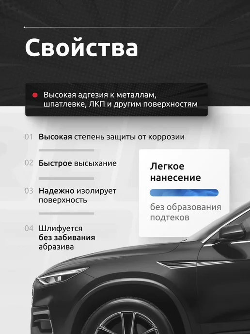 Грунтовка для автомобиля акриловая 1К черная 520 мл, 520 мл, фото 3