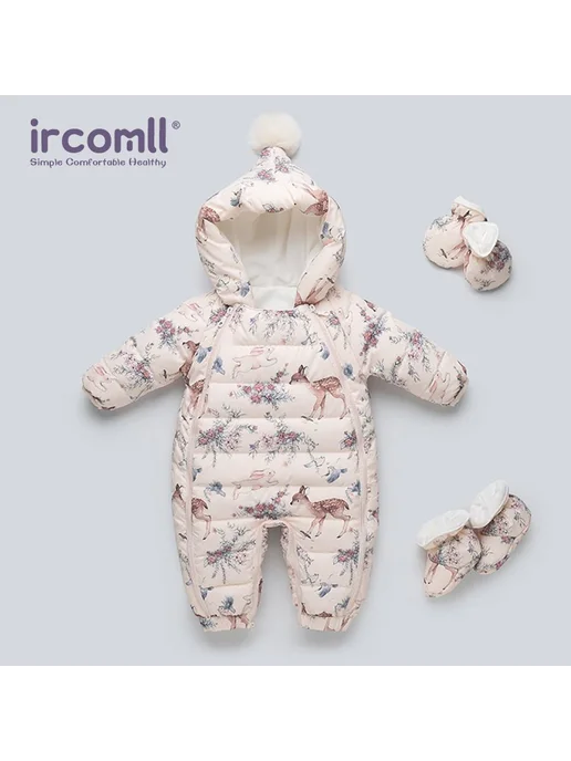 Ircomll утеплённый комбинезон из полиэстера белый пух для де, белый, фото 2