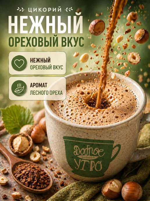 Доброе утро Цикорий лесной орех растворимый 240г, 240 г, фото 2