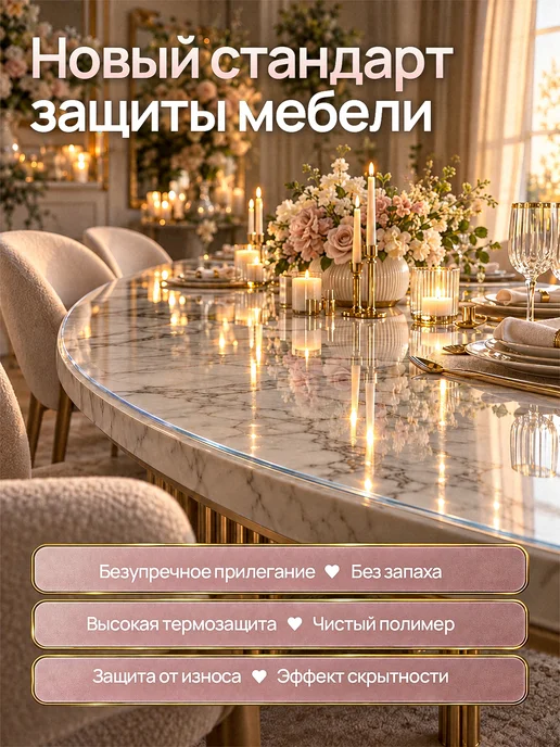 EVKKA Жидкое стекло на стол овальное 90х120 см 2 мм, 90x120 см, фото 2