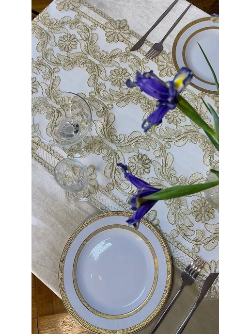 BALX Textile Скатерть на стол Прямоугольная бежевый 150х220 велюровый, 150x220, фото 2