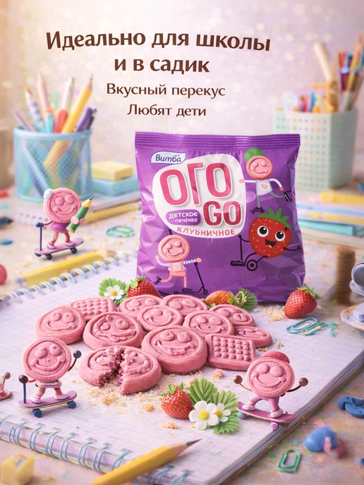adelia.soap Печенье детское клубничное Витьба 3*50г, 50 г, фото 6