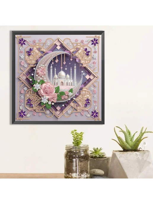 Алмазная мозаика частичный дизайн луна 30x30см DIY, 30x30 см, фото 2