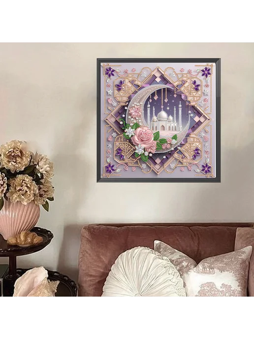 Алмазная мозаика частичный дизайн луна 30x30см DIY, 30x30 см, фото 3