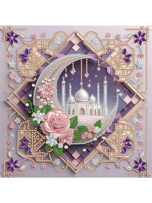 Алмазная мозаика частичный дизайн луна 30x30см DIY, 30x30 см, фото 4