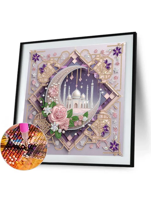 Алмазная мозаика частичный дизайн луна 30x30см DIY, 30x30 см, фото 5