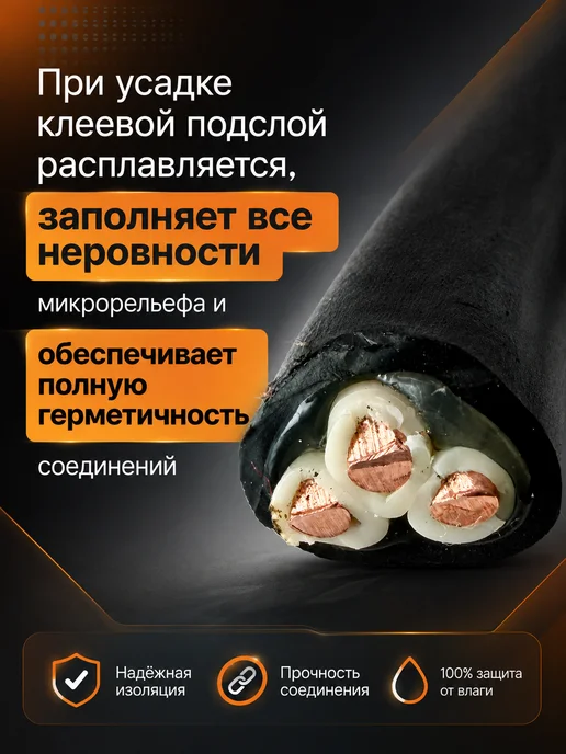 КВТ Большой набор термоусадки клеевой для проводов, черный, фото 3