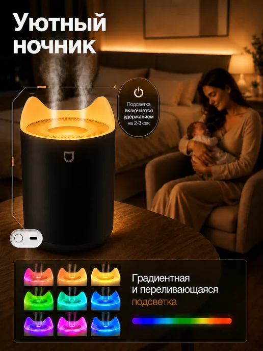 TECHVION Увлажнитель воздуха для дома с аромадиффузором и подсветкой, вариант, фото 2