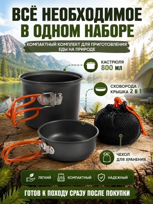FranklinMIX Котелки Туристическая посуда котелок и миска, FranklinMIX Котелки Туристическая посуда, фото 2