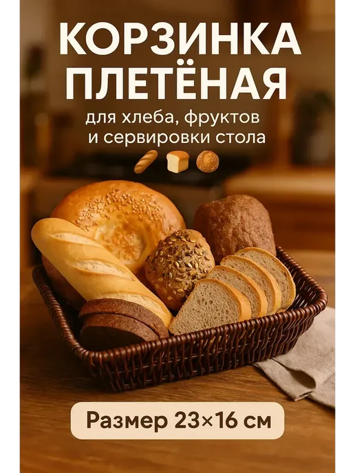 КазБренд Хлебница плетеная корзина для хлеба, коричневый, фото 2