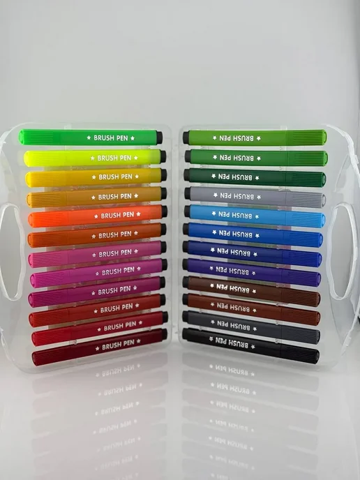 АС11 Набор фломастеров Brush Pen на водной основе в школу, зеленый, фото 8