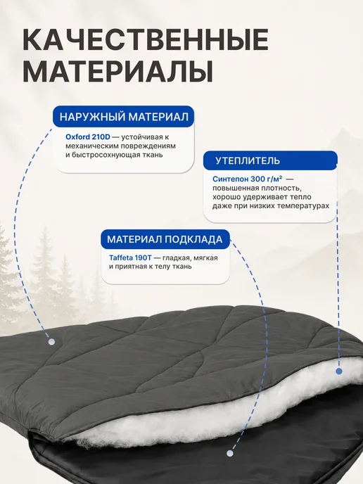 Спальный мешок-одеяло туристический, серый, фото 2