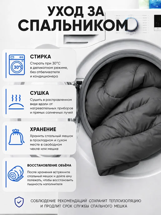 Спальный мешок-одеяло туристический, серый, фото 6
