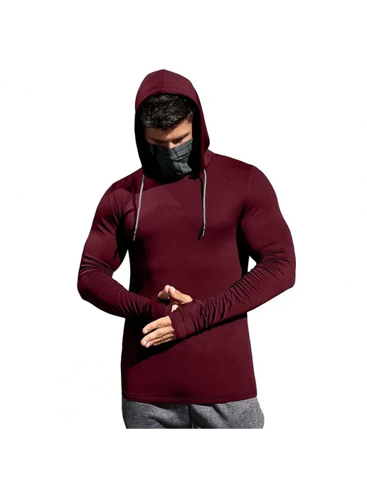 SANWOOD Мужские легкие спортивные толстовки с длинным рукавом для тр, красный
