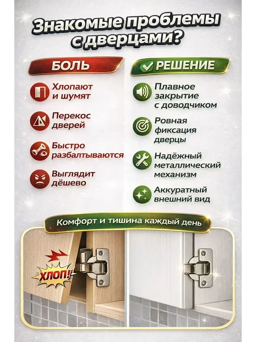 SEIDALIEVA Петли для мебели скрытые 2 шт, универсальные, 2 шт, фото 3