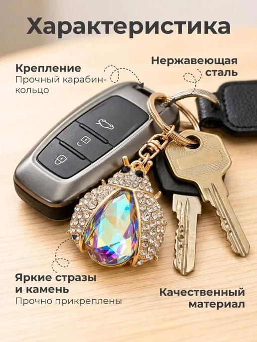 SABBI-STYLE Брелок оберег на ключи Божья коровка, фиолетовый, фото 8