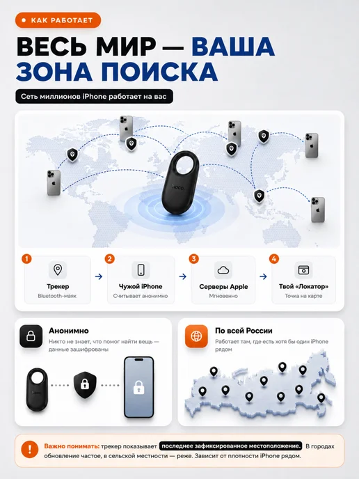 HOCO GPS трекер, bluetooth метка, bluetooth apple airtag, черный, фото 5