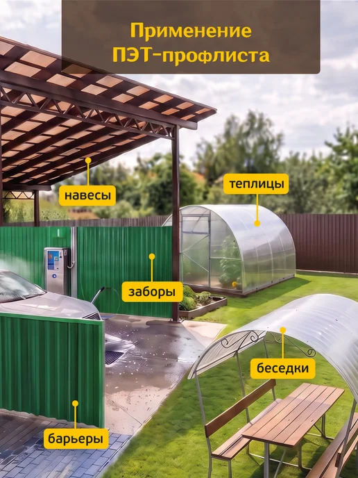 Мир Маркет Профлист из ПЭТ профнастил пластиковый, зеленый, 15 шт, фото 2